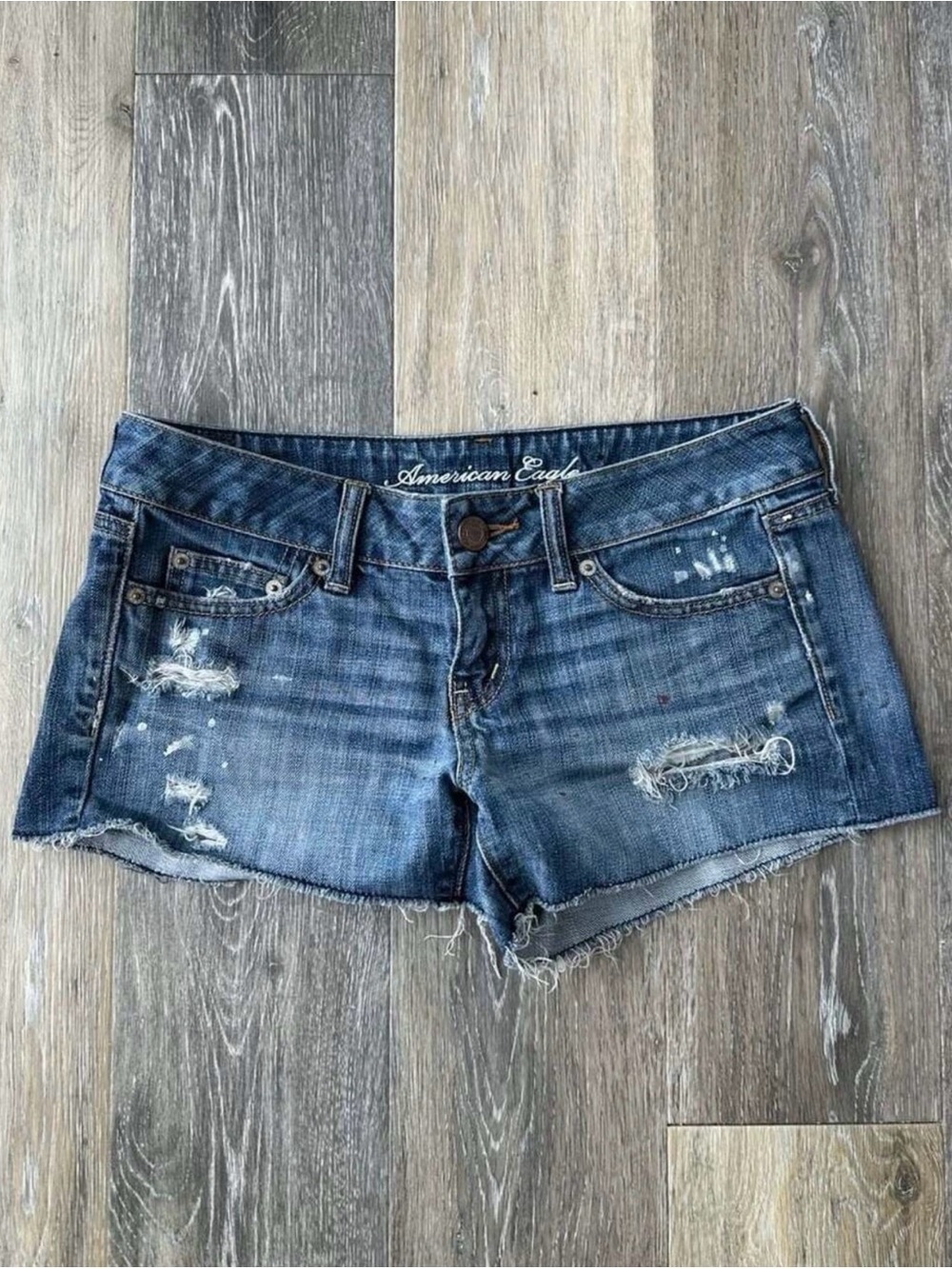 Y2K American Eagle Outfitters Blue Distressed Cutoff Jean Shorts Size 4